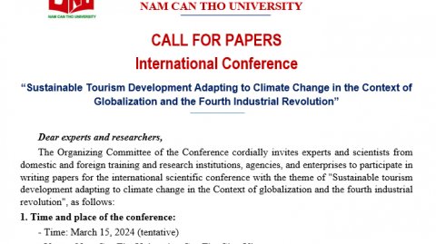 Call for papers International Conference “Sustainable Tourism Development Adapting to Climate Change in the Context of Globalization and the Fourth Industrial Revolution”